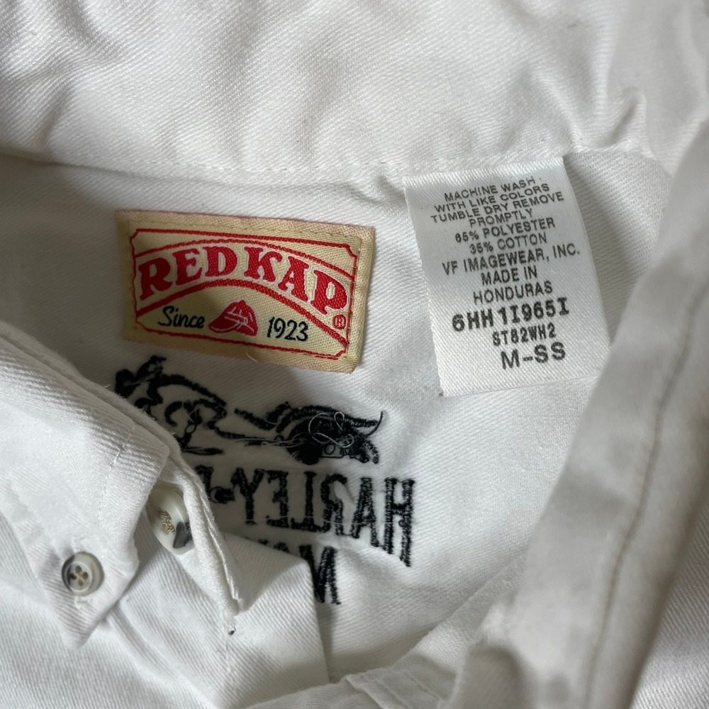 Red Kap Harley-Davidson Montreal Staff Shirt Mens Medium White Button Up ST82WH2 - Picture 2 of 7